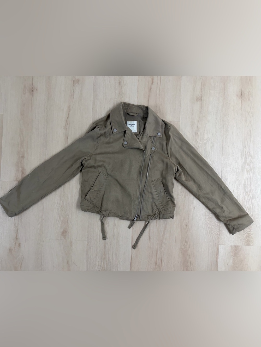Abercrombie & Fitch Women's Olive Drapey Moto Jacket